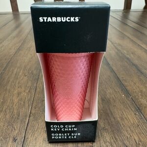 Starbucks Pink Lemonade 2022 Studded Cold Cup Keychain Ornament.